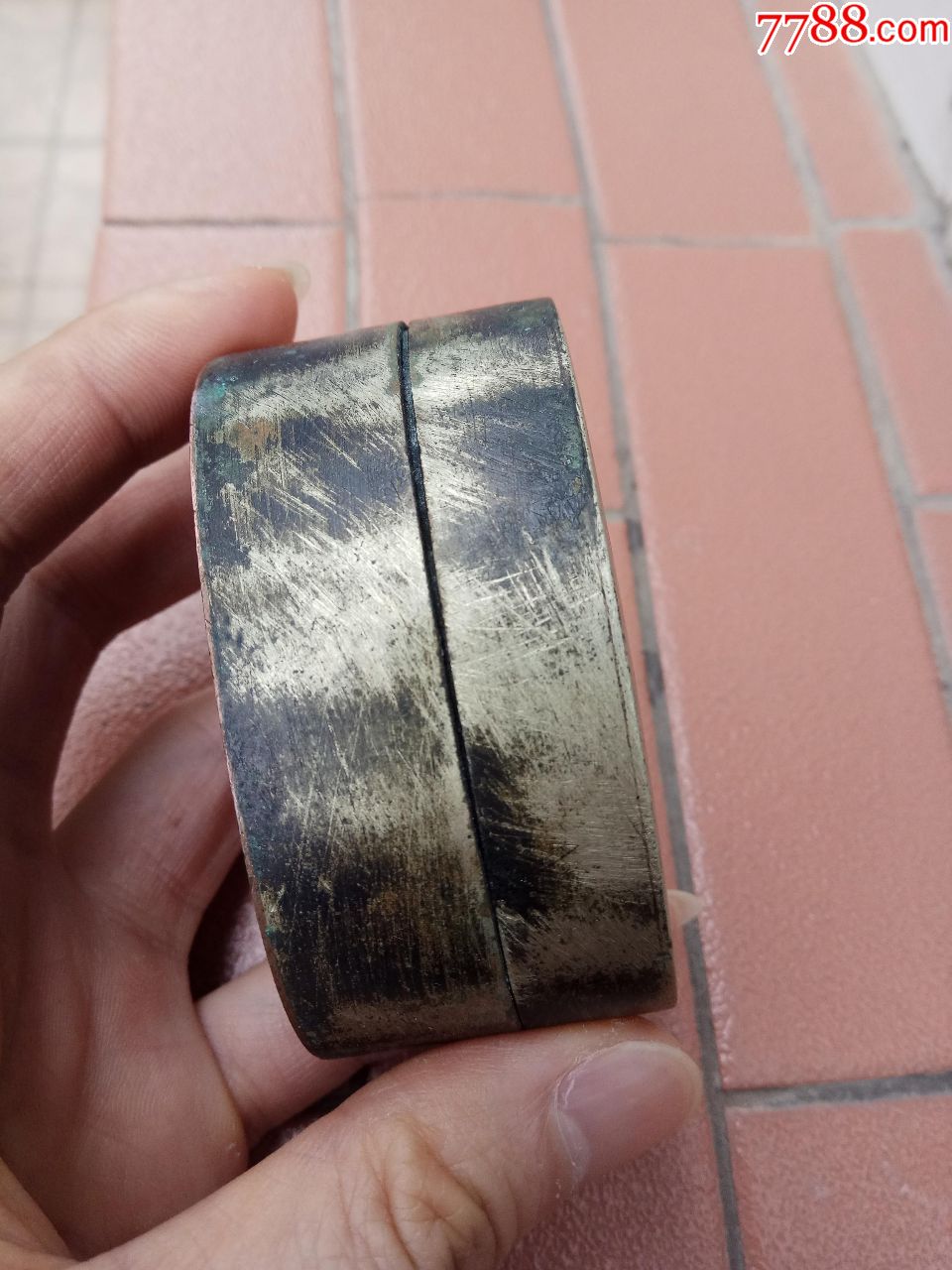 清代老铜墨盒一个,初闻征雁已无蝉,百尺楼台水