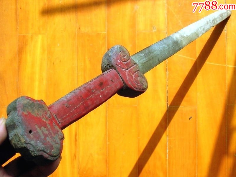 彩漆超长木剑(少见风水剑道家法器镇宅神器辟邪民俗品)