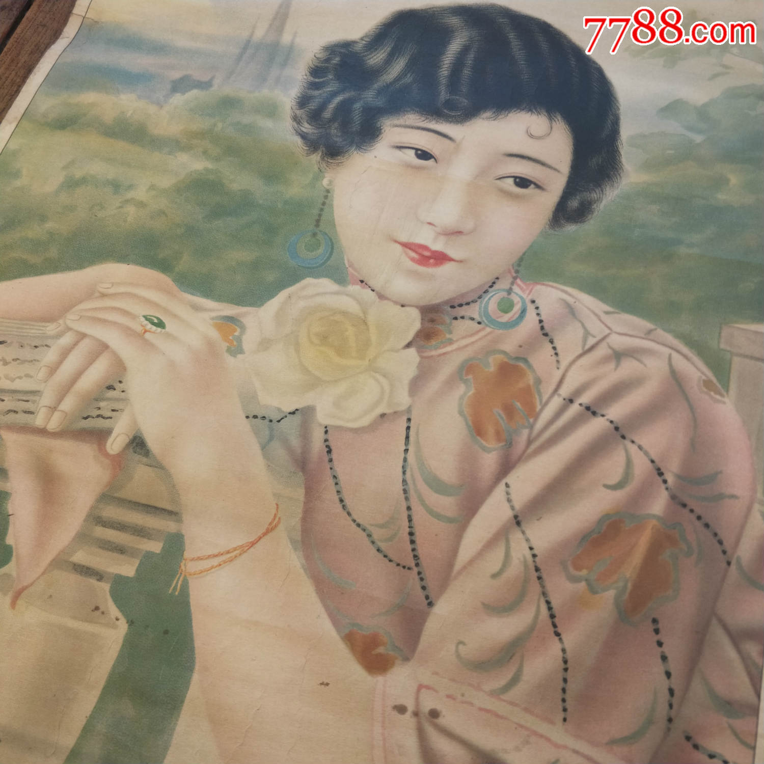 民国美女画广告画老上海旗袍美女海报挂画文房客厅装饰-se57512012-年