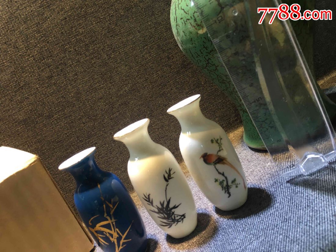 文革时期贴花鸟语花香小观音瓶保真保老文革瓷器厂货博山瓷厂