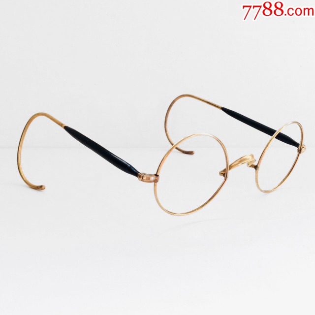 西洋古董眼镜/英国1930年民国包金小圆框架/老古玩文艺气质造型