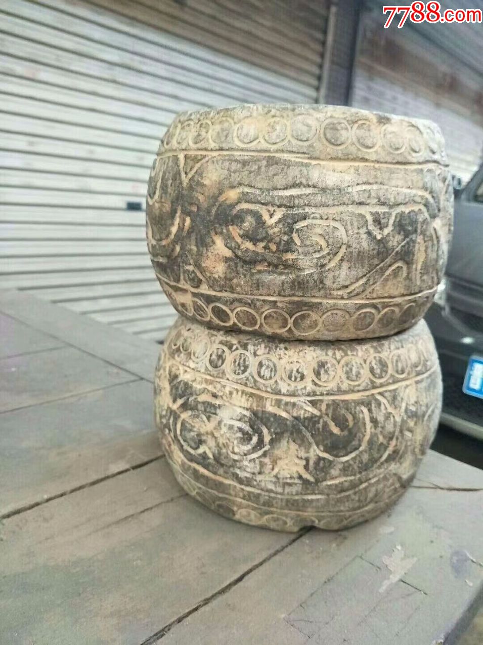 清代青石成对石鼓(749)