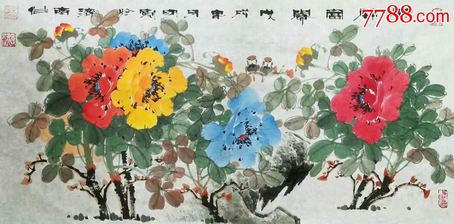 名家画廊推荐美协会员郑守宽牡丹花花开富贵花鸟画中国水墨画