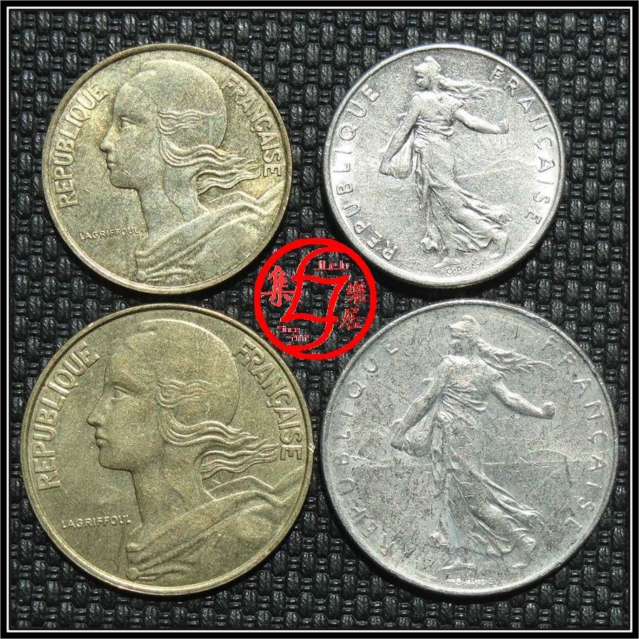 法国硬币10分20生丁50分1法郎1套外国钱币收藏4枚只卖7元保真品