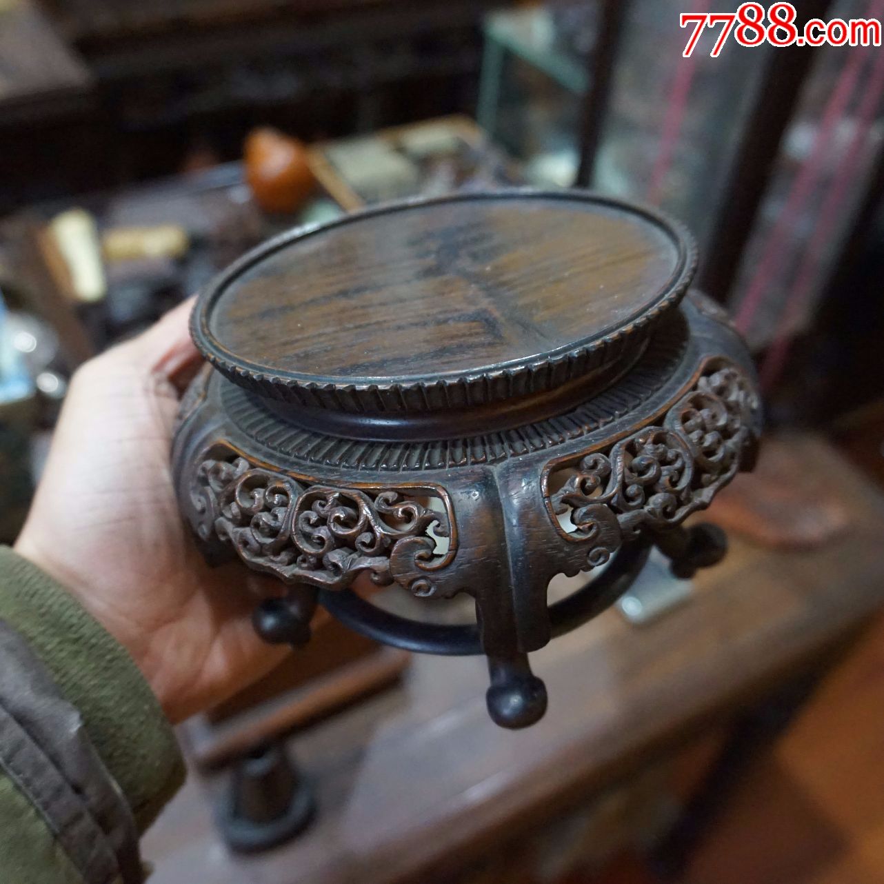 清代古董古玩珍藏杂项收藏品老红木旧家具酸枝木座子底座花架瓶托