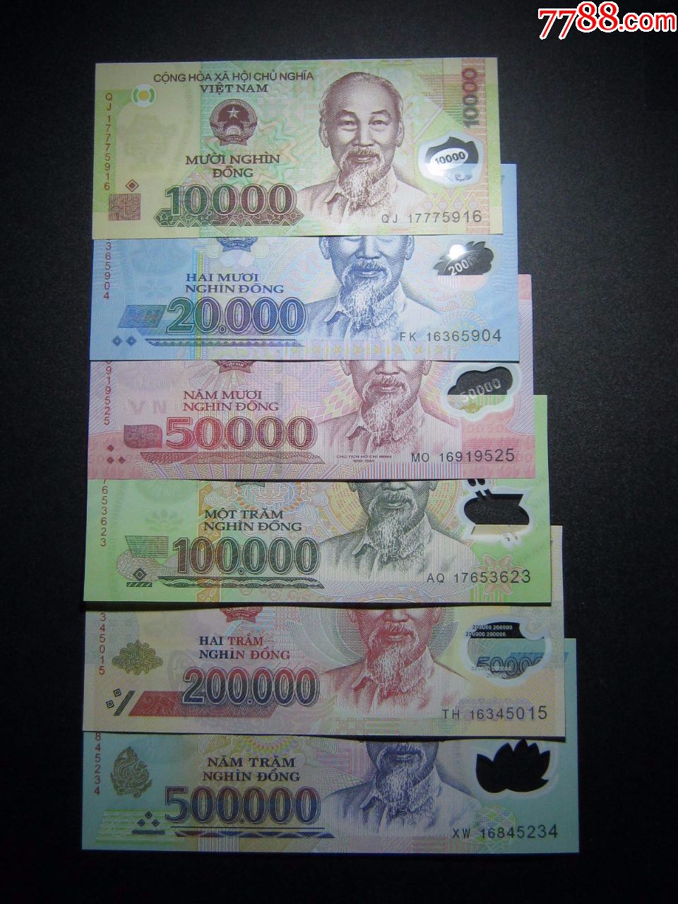 套币塑料钞越南1万2万5万10万20万50万盾全新六张套