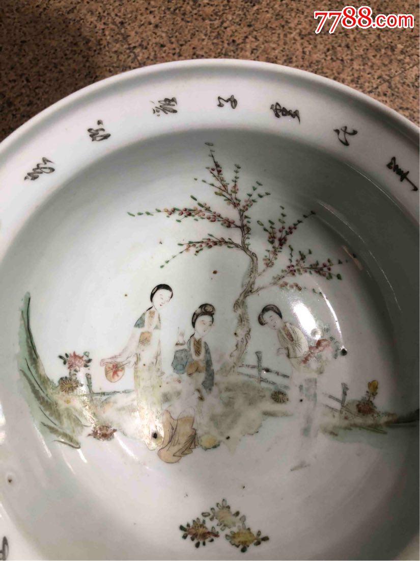 民国桃花美女脸盆