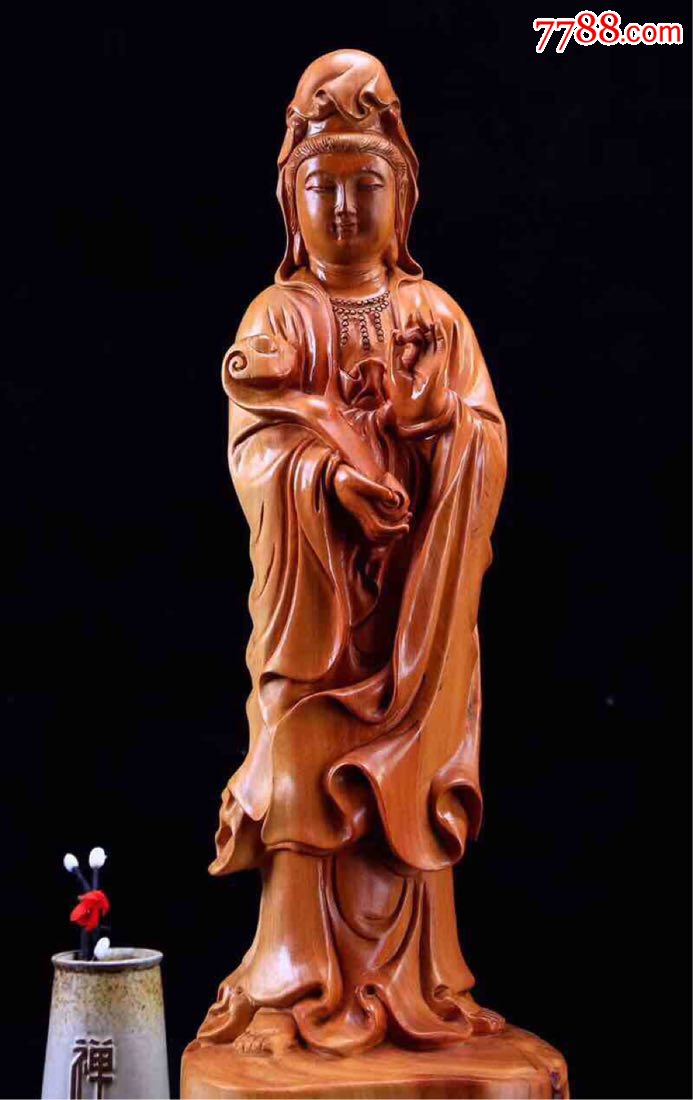 崖柏观音菩萨_其他根雕/木雕_手串橄榄核菩提【7788