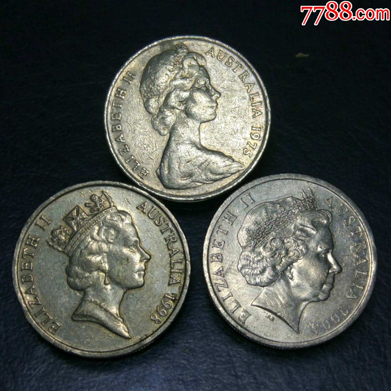 澳大利亚5分硬币一组3枚不同时期的女王头像多年收藏实物拍摄年份随机