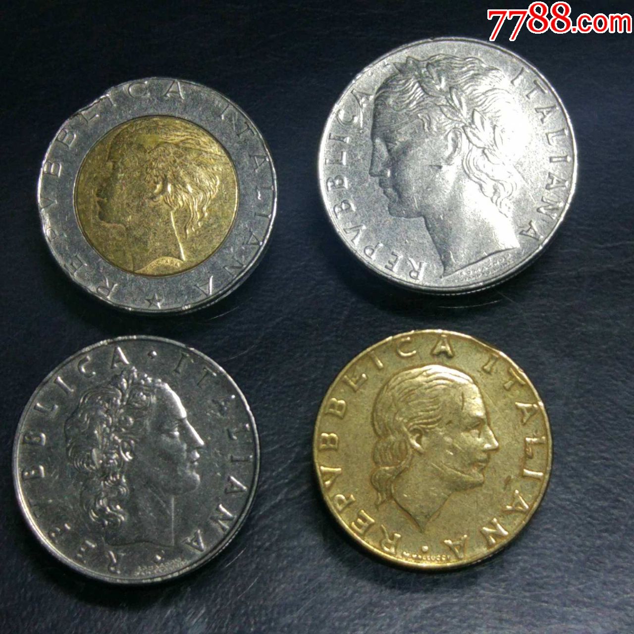 意大利早期硬币一套4枚.多年收藏,实物拍摄.年份随机发货.