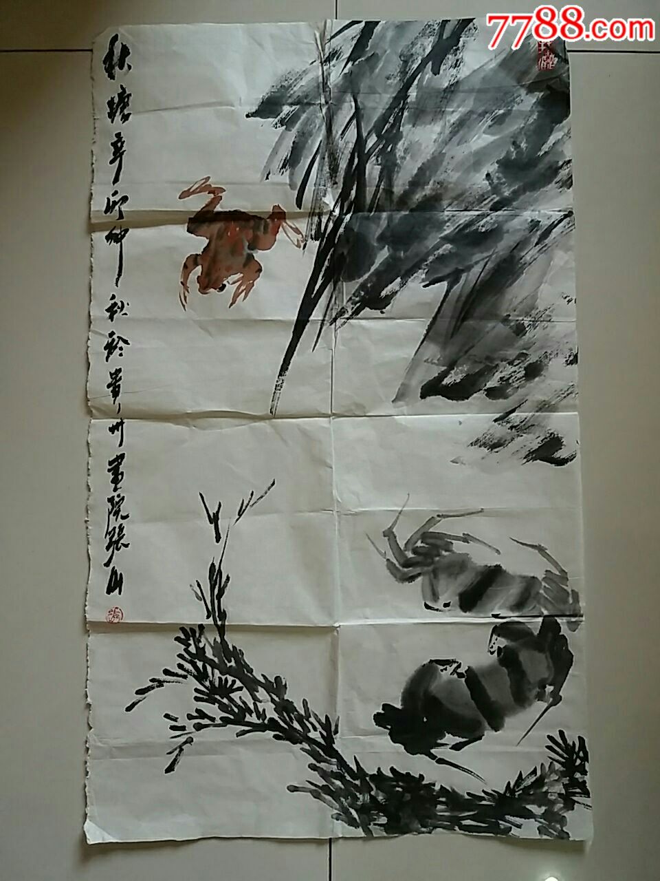 著名画家张山花鸟画原作尺寸68x42厘米