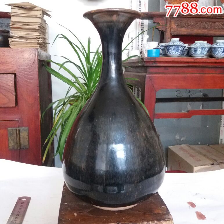 清代老窑黑釉文房用具砚滴完整保老保真$35810品99清代老窑窑变茶叶