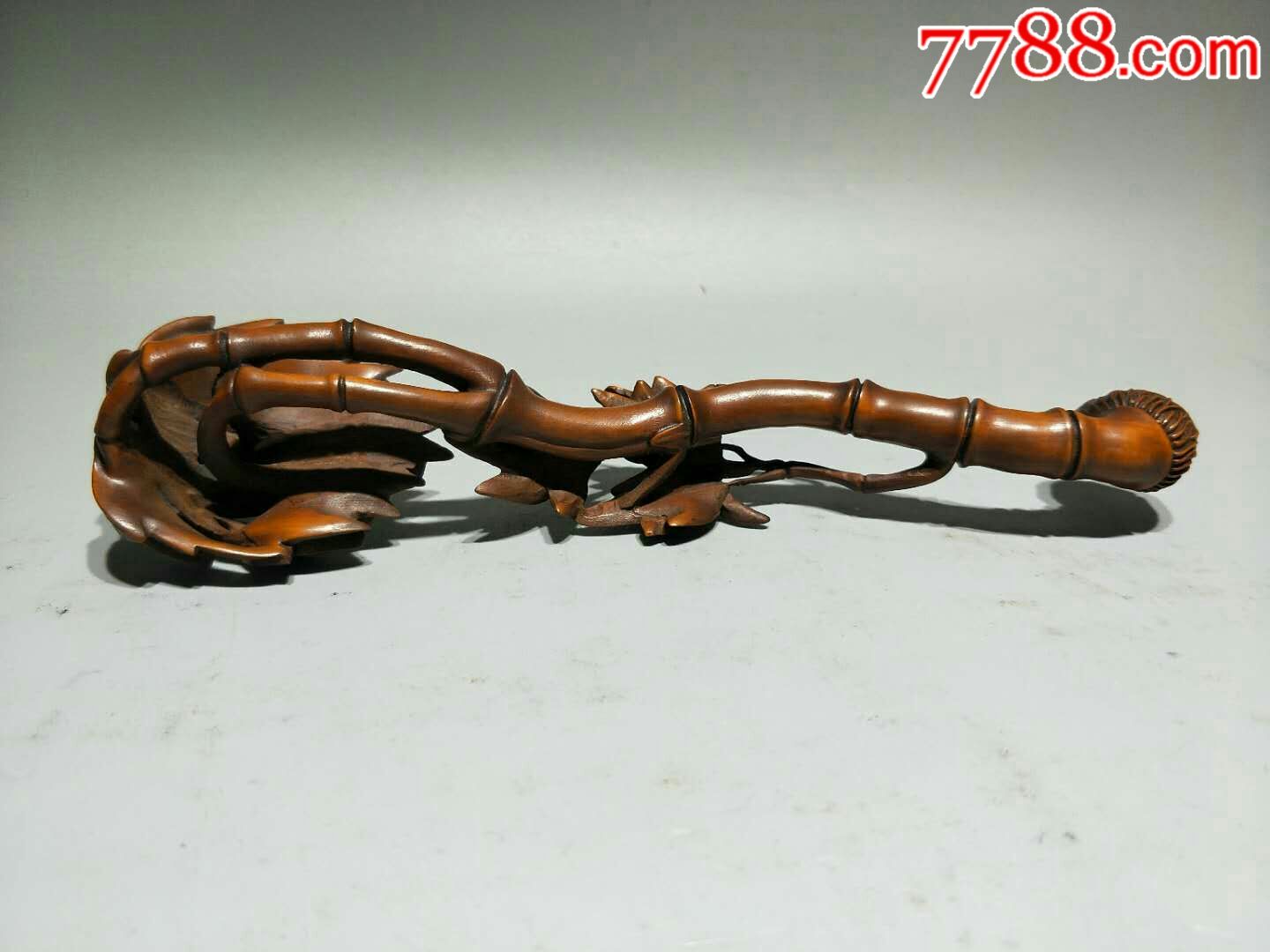 黄杨木雕刻如意_木雕摆件_民俗老货老家具【7788收藏