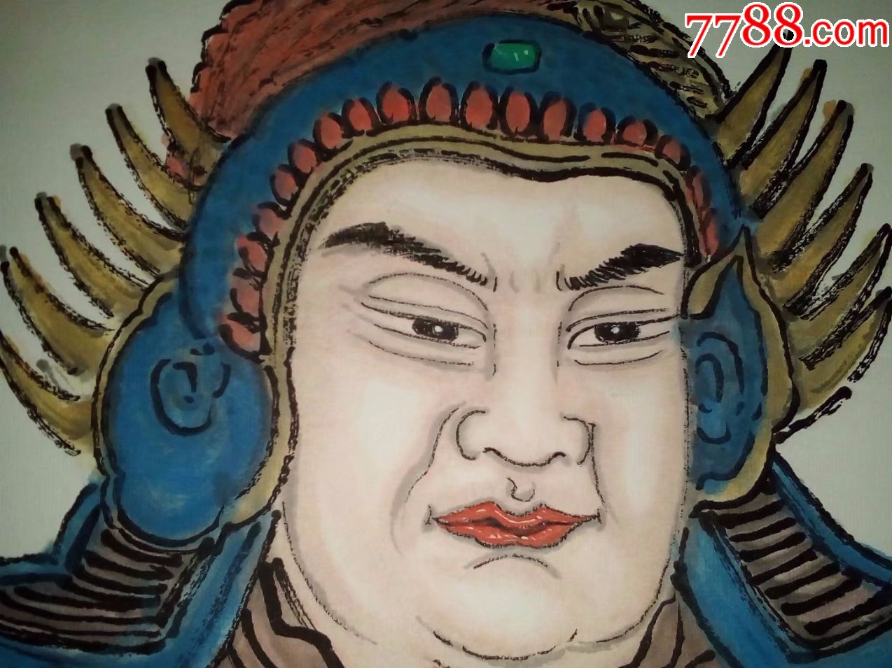 保证纯手工绘画人物画国画古代人物武将韦陀画像大尺寸精品