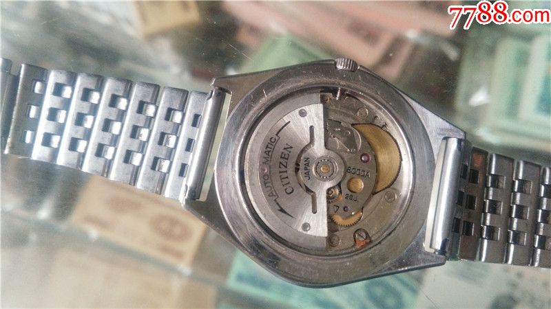 超薄机芯少见型号日本西铁城全自动双日历男机