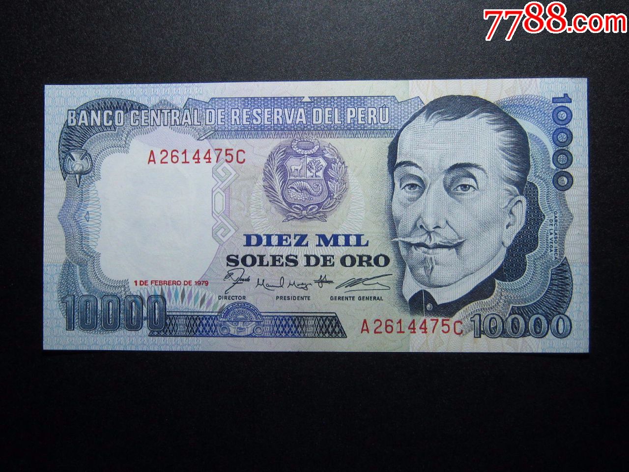 有点自然油墨秘鲁10000索尔1979年全新保真外国钱币