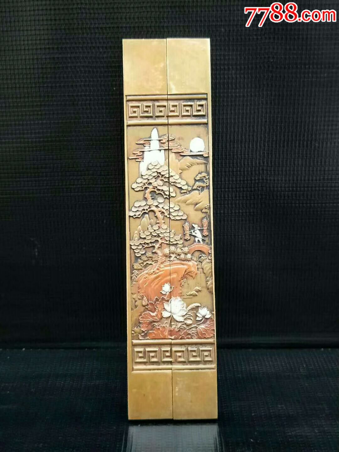 纯手工雕刻铜镇尺一对雕工精细流畅自然纯黄铜制作分量足品相一流尺寸