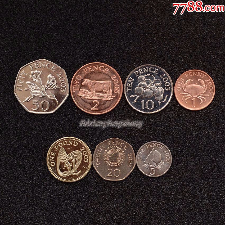 【欧洲】格恩西岛根西岛7枚套硬币外国钱币套币