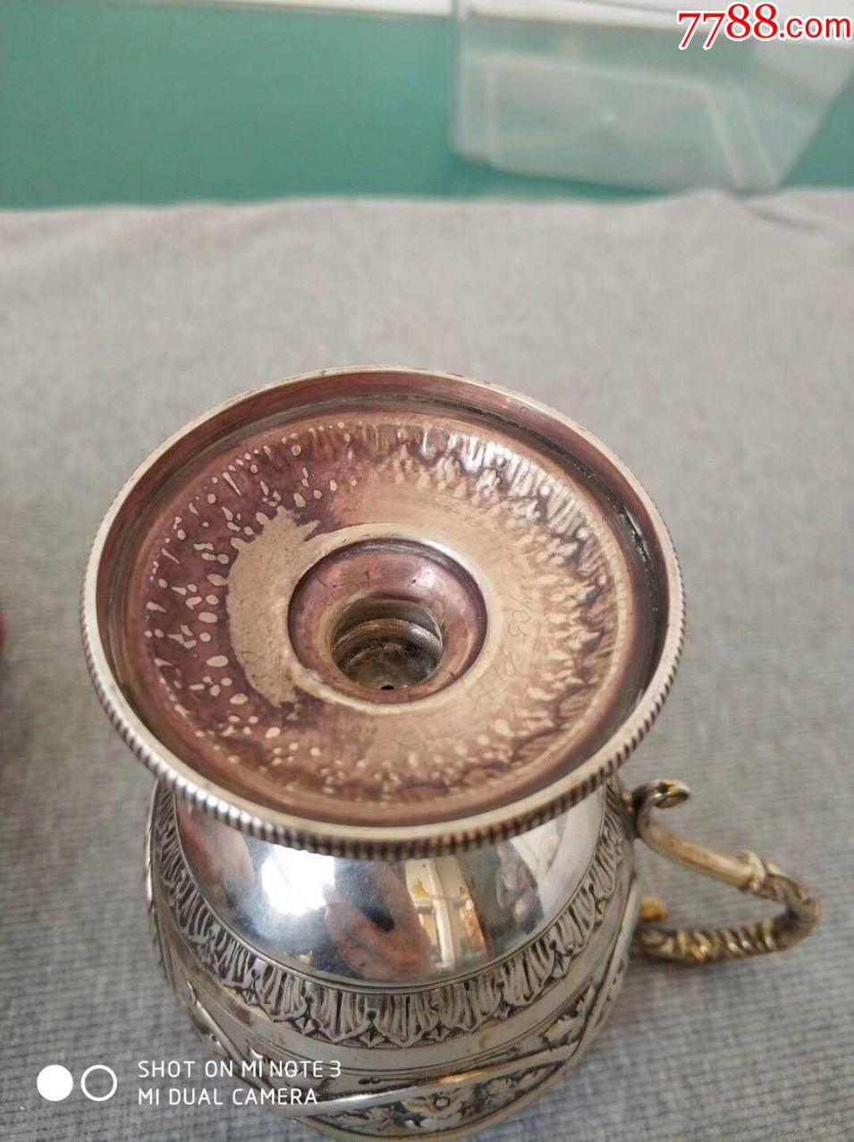 英国纯银花卉纹杯古董外销银器海外拍卖回流精美走狮银标