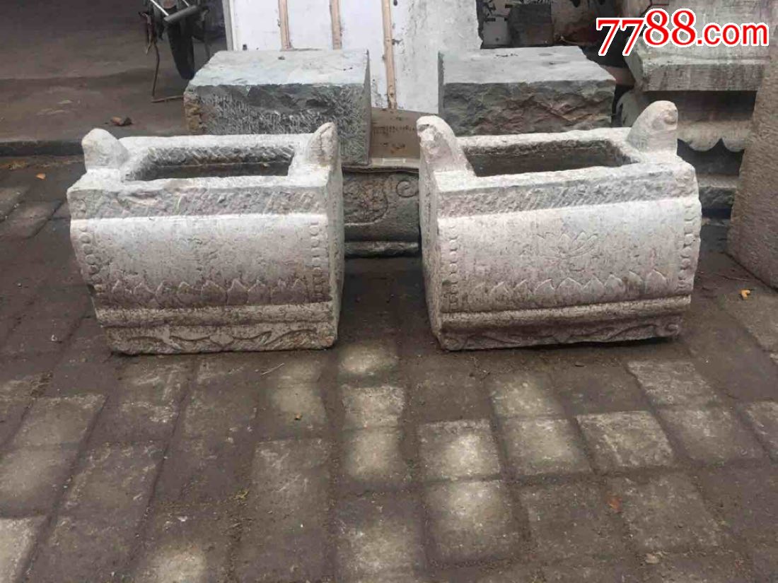 明代:香炉,青石:品相如图,雕工精美:如此漂亮,实属难得:长40:宽26:高