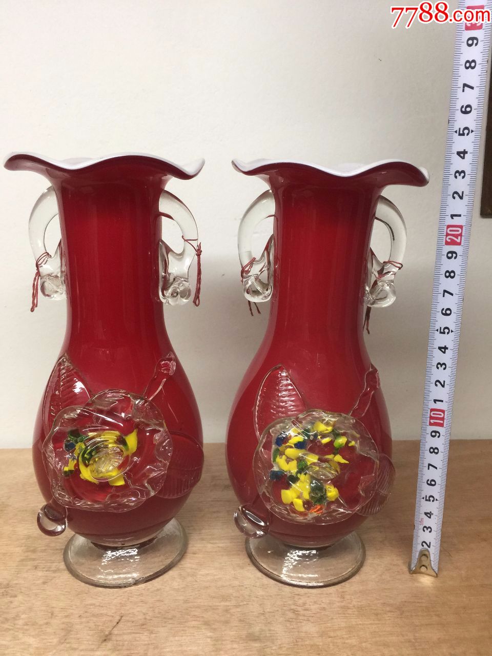 70年代玻璃花瓶一对