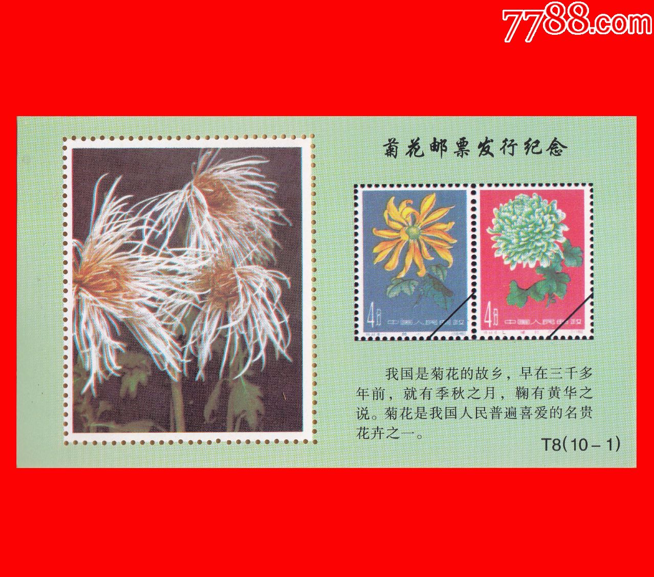 《菊花邮票发行》纪念张10×1_价格28.