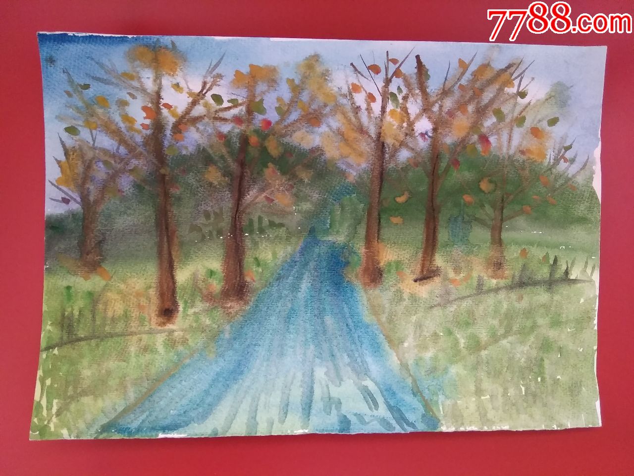 水粉画----山间小景