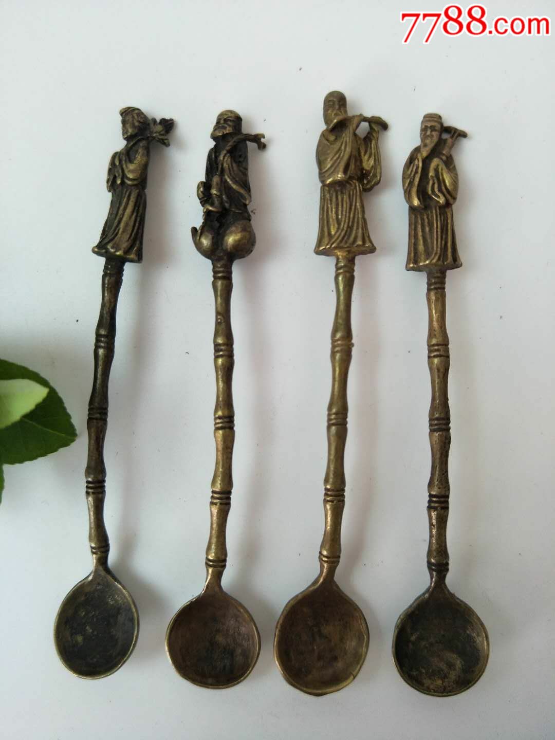 清代药铺所用药勺子,精铜制作,八仙过海其中四仙,栩栩