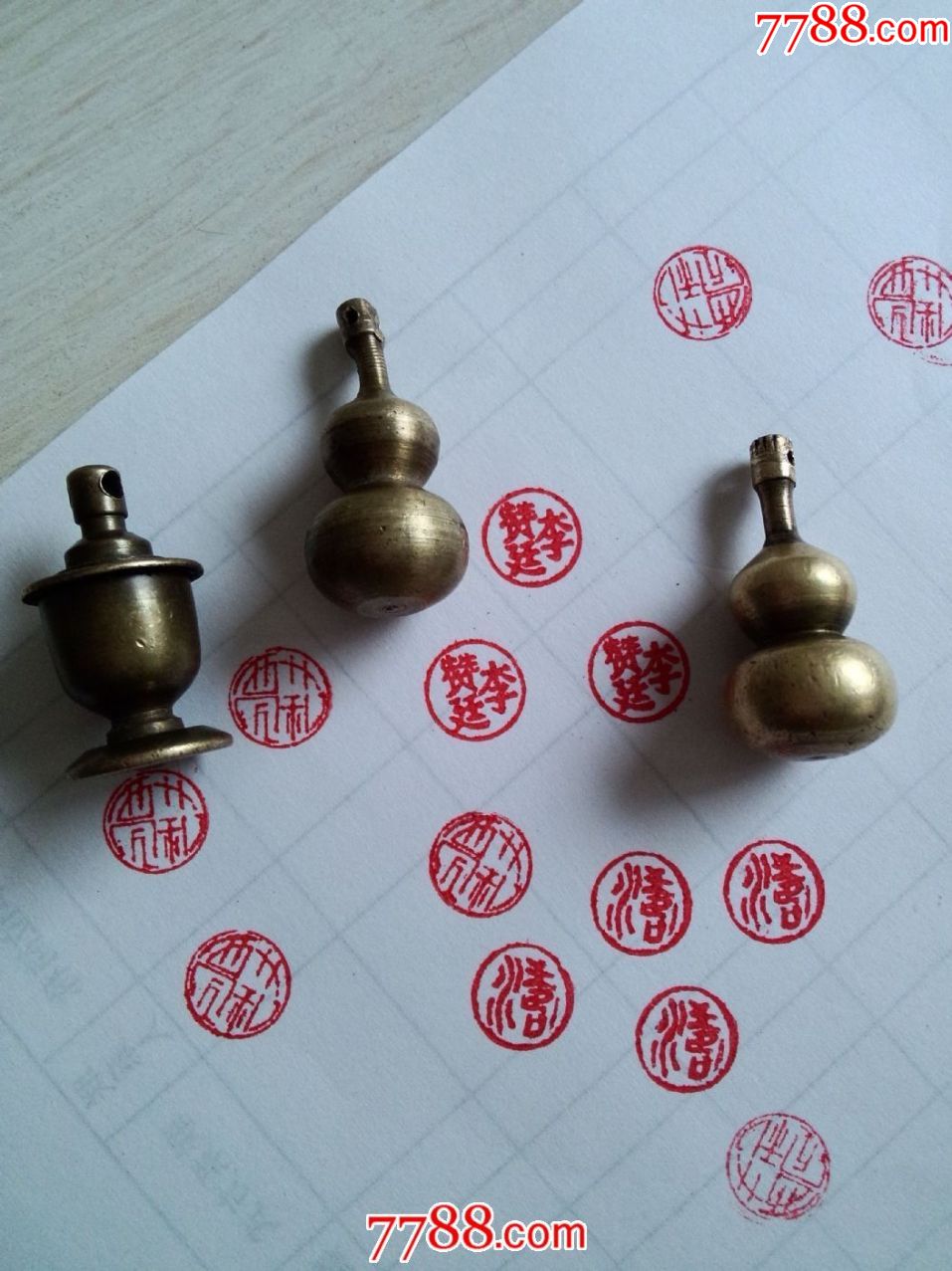 民国至建国初铜葫芦形印章三个同售