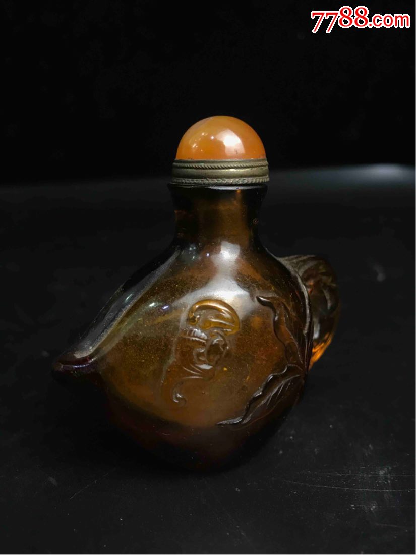 古玩杂项精品古董老琉璃鼻烟壶