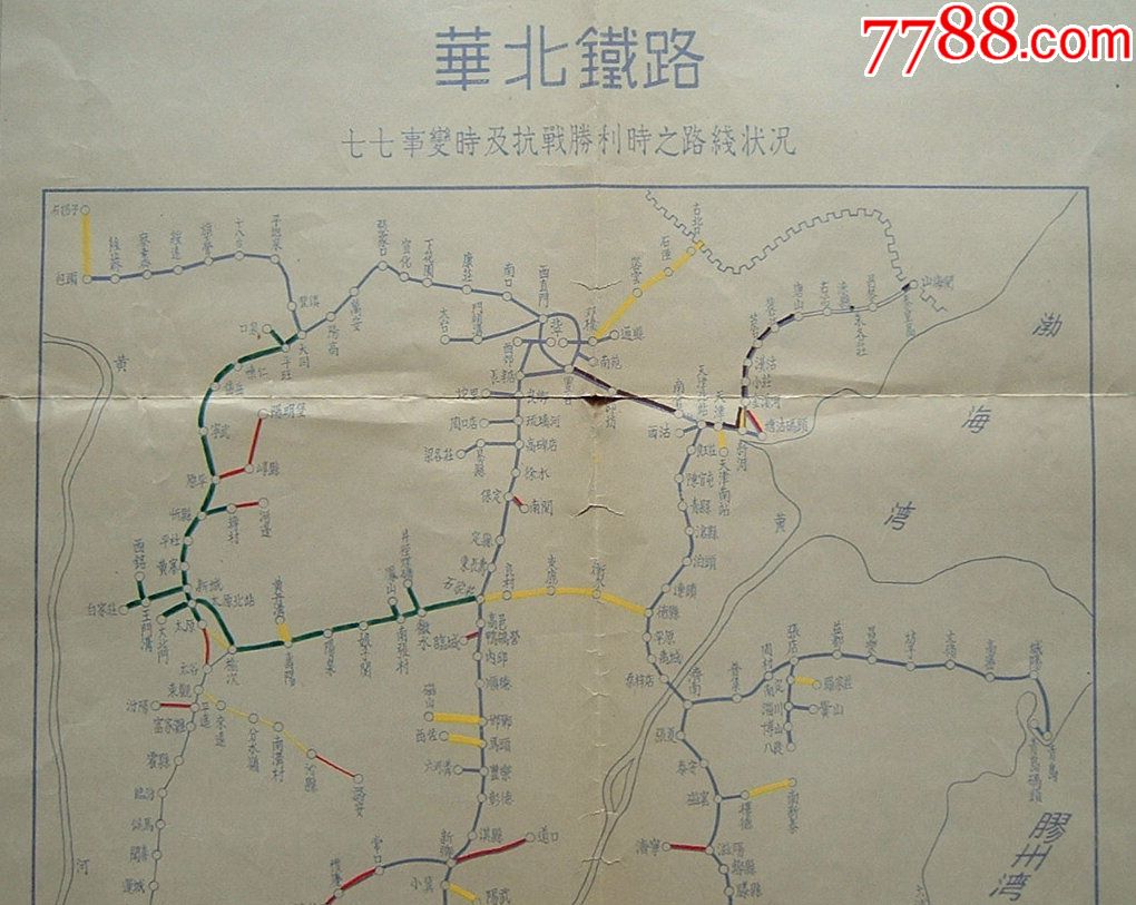 七七事变及抗战胜利时之华北铁路状况老地图