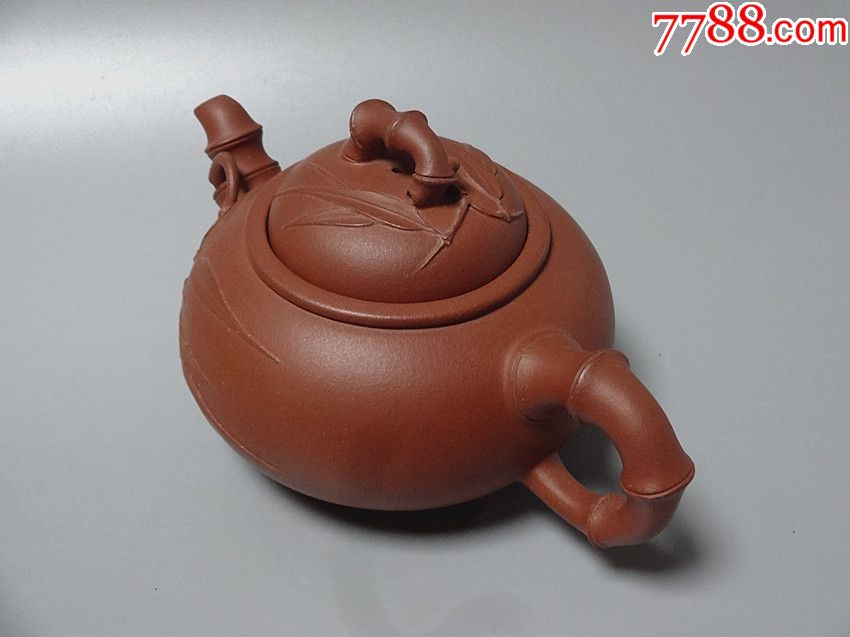 建芳款早期紫砂红泥劲竹壶茶壶全品漂亮
