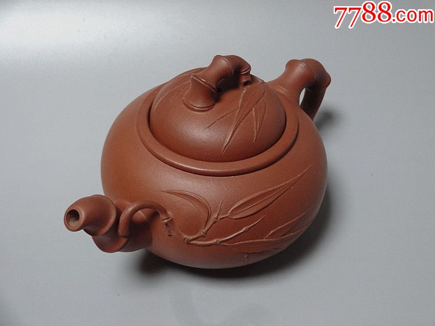 建芳款早期紫砂红泥劲竹壶茶壶全品漂亮