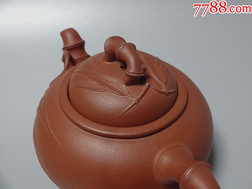 建芳款早期紫砂红泥劲竹壶茶壶全品漂亮