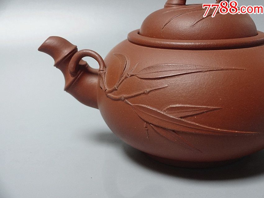 建芳款早期紫砂红泥劲竹壶茶壶全品漂亮