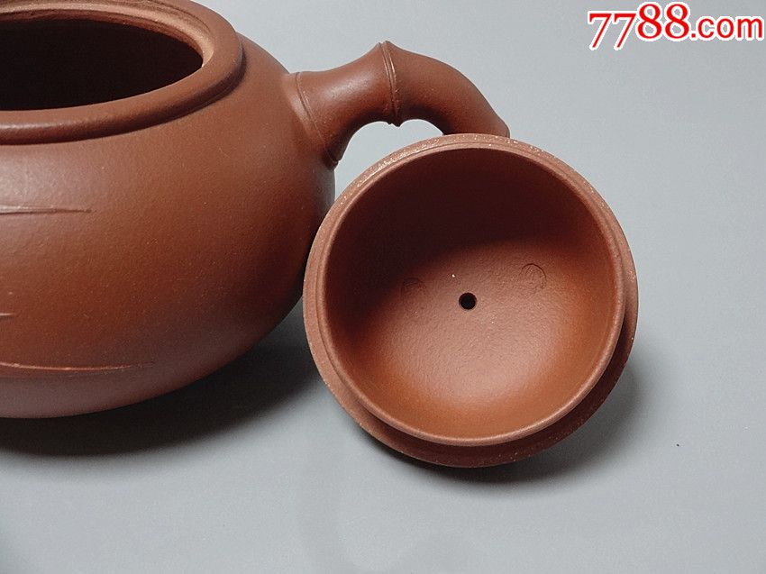 建芳款早期紫砂红泥劲竹壶茶壶全品漂亮