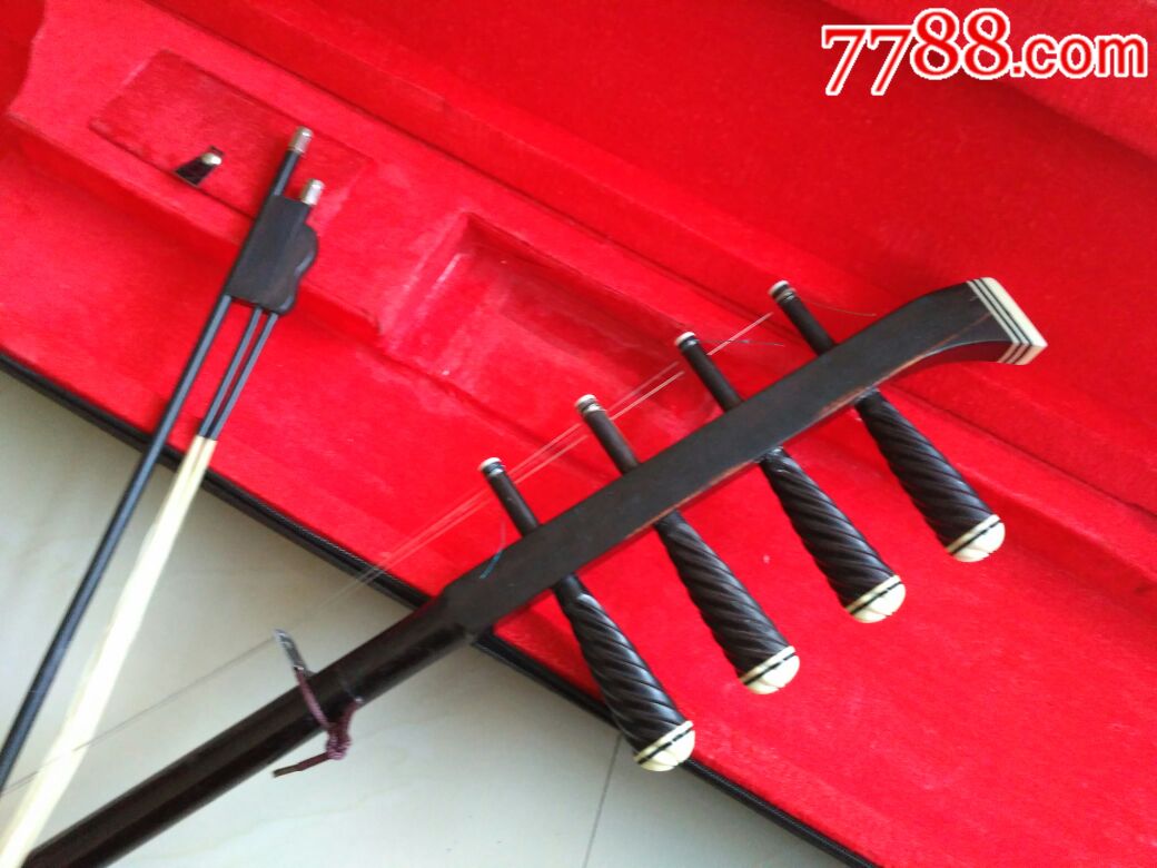 高档好料老四胡,高音四胡,木料铜筒蟒皮俱佳,全长83厘米,铜筒长16厘米,