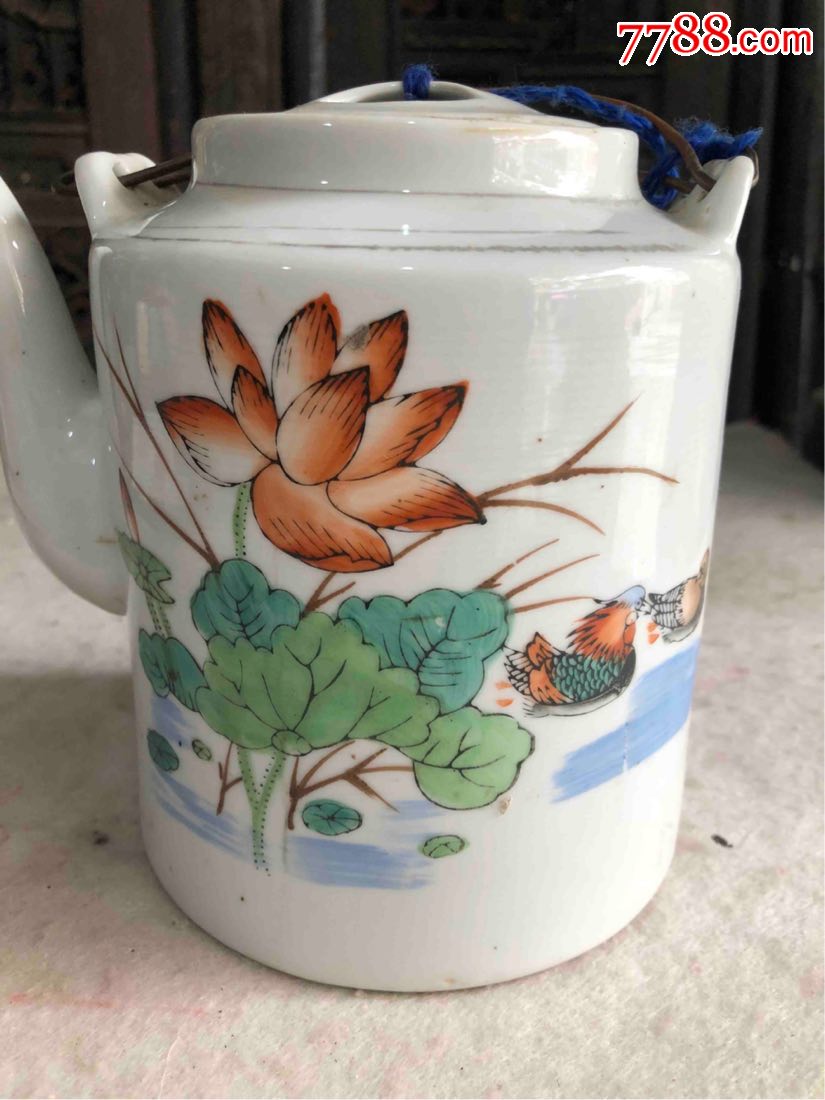景德镇东风款手工绘画厂瓷茶壶提梁壶!
