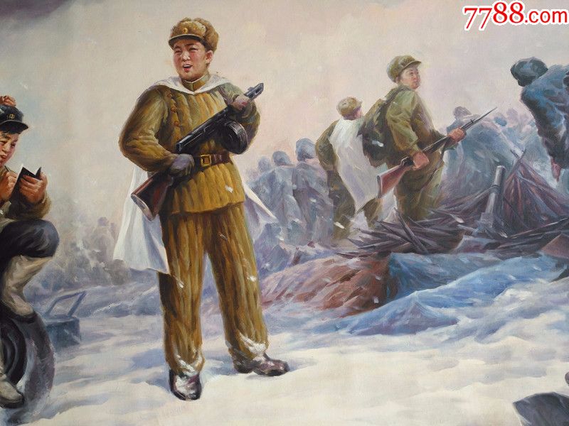 朝鲜功勋画家李哲大幅革命宣传画战争胜利,油画原画_第7张_7788油画