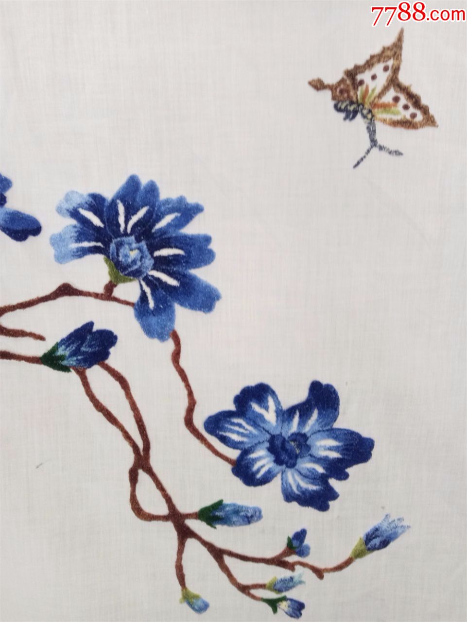 怀旧收藏八十年代门帘刺绣门帘蝶恋花图案近新品