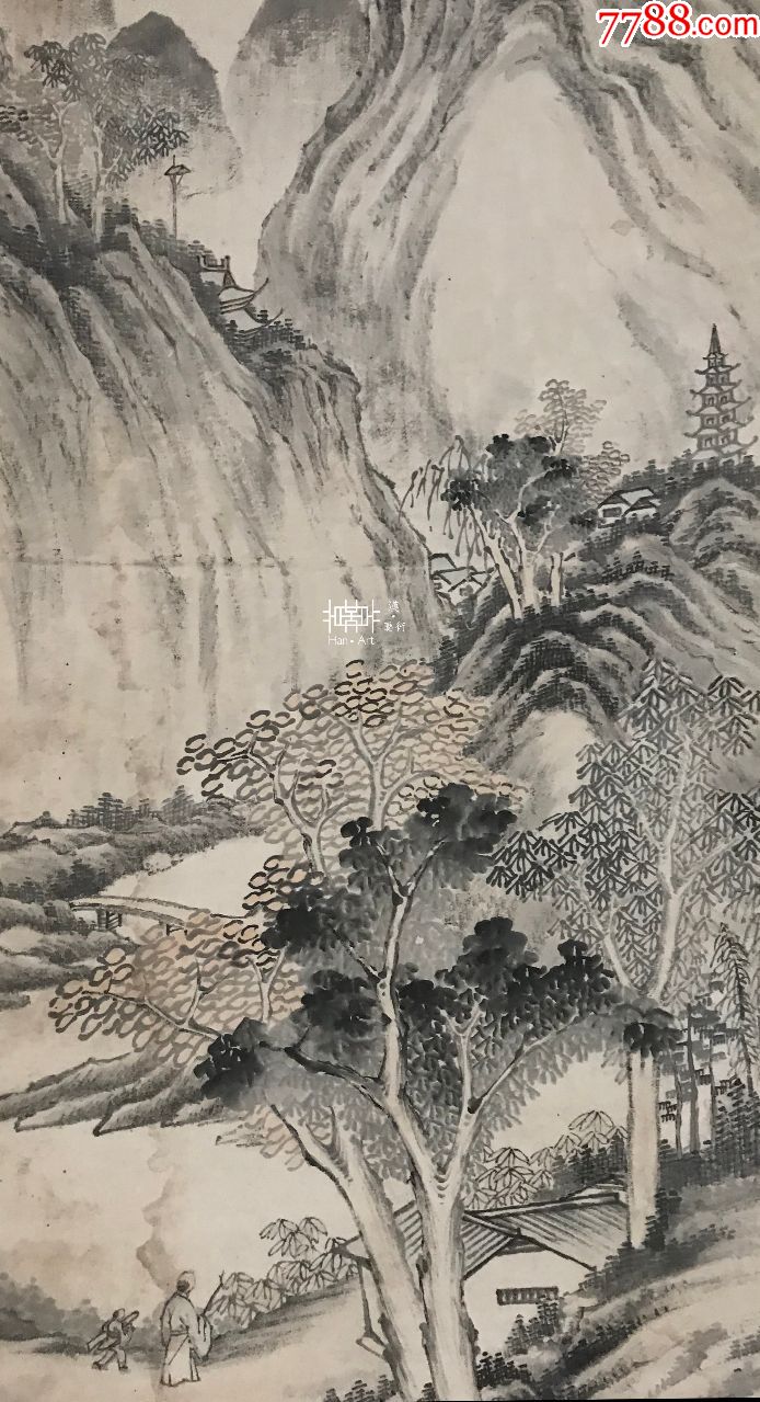 清代著名山水画家谢华封山水四条屏