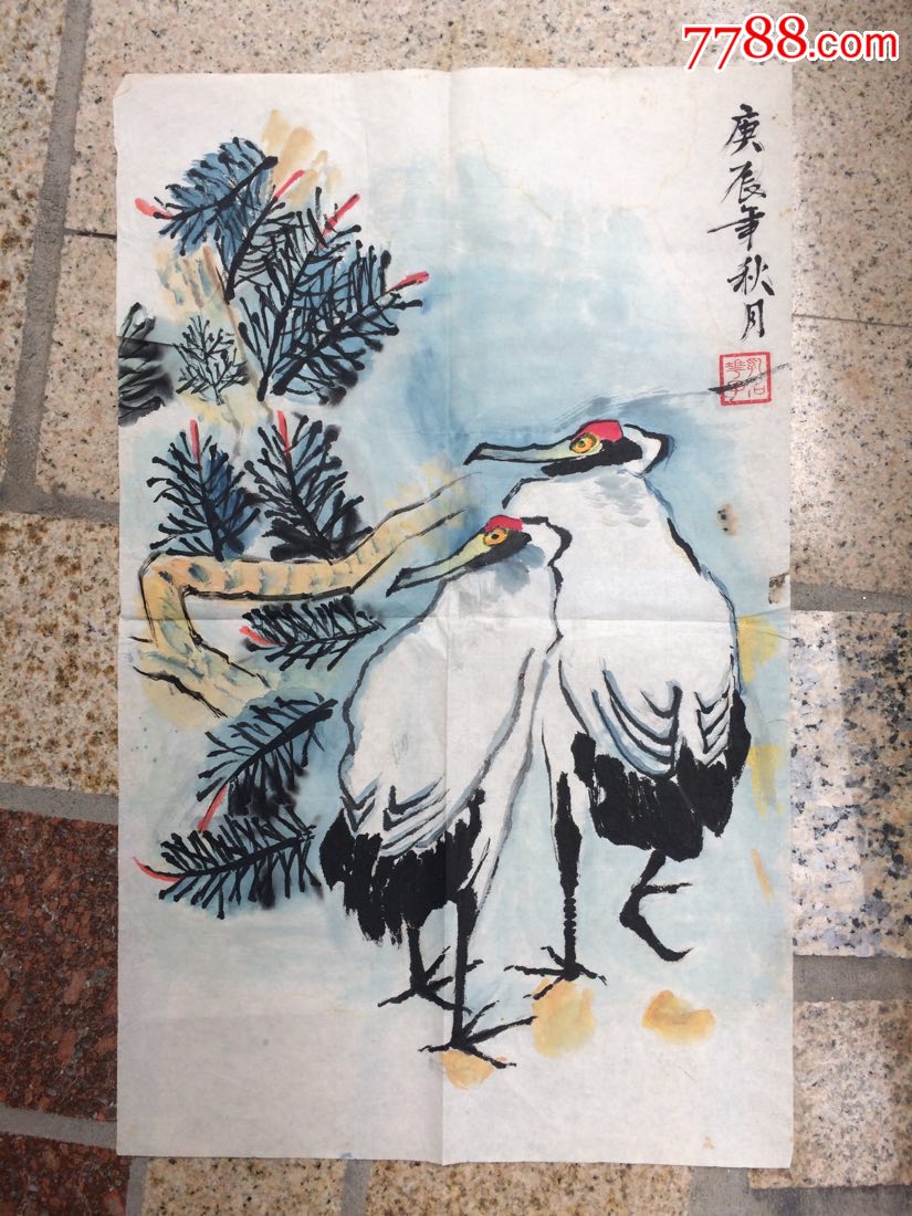 《双鹤图》庚辰年秋月----原画_价格80.