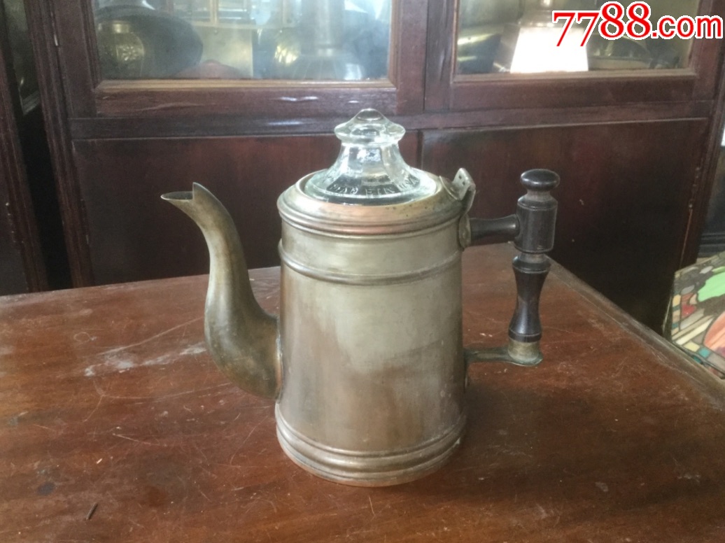 老上海铜制老咖啡壶带铝制过滤器美国货