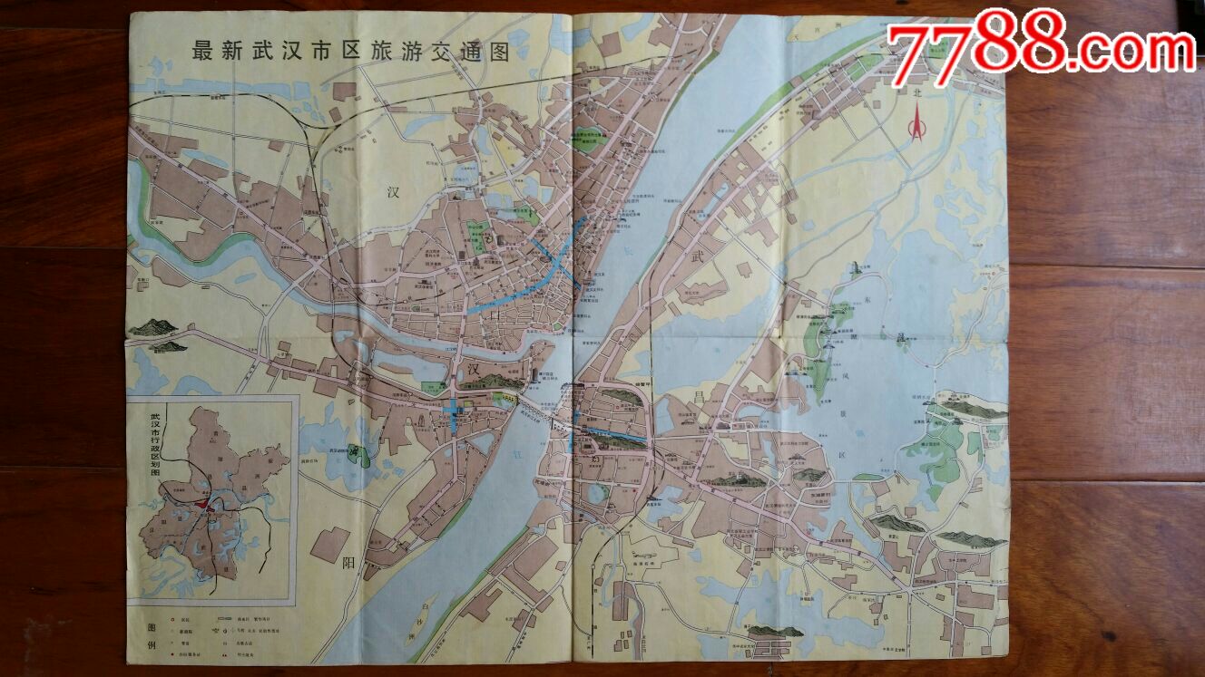 最新武汉市旅游交通图4开87年湖北人民出版社