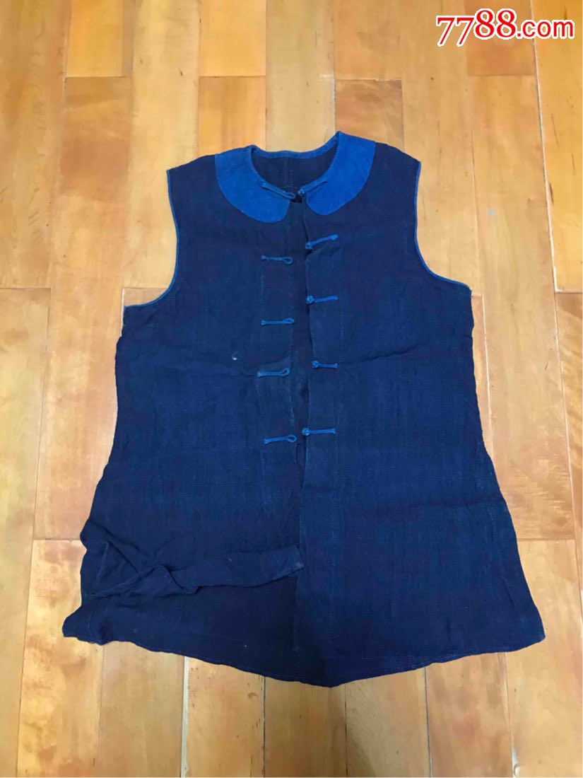 古董古玩收藏杂项清代男士上衣服饰马甲麻布民俗收藏老布