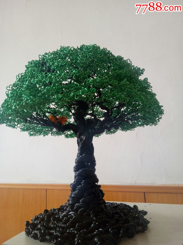 金属丝大树盆景发财树-植物编织工艺品-7788收藏