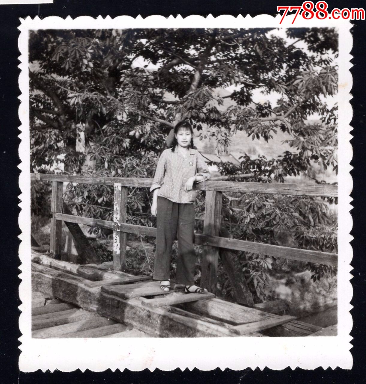 70年代美女学生老照片1张(尺寸约6*6厘米)