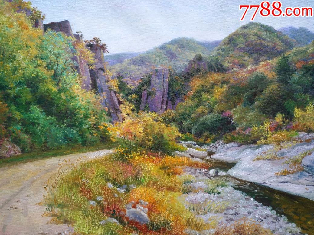 朝鲜一级画家卢景丹风景油画