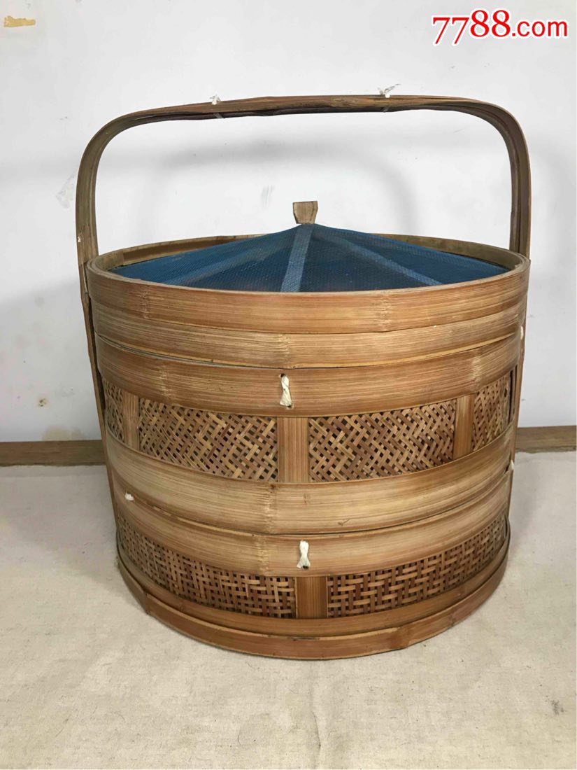 古董古玩收藏杂项近代提篮饭篮竹制品竹编竹篮篮子食篮竹编竹筐