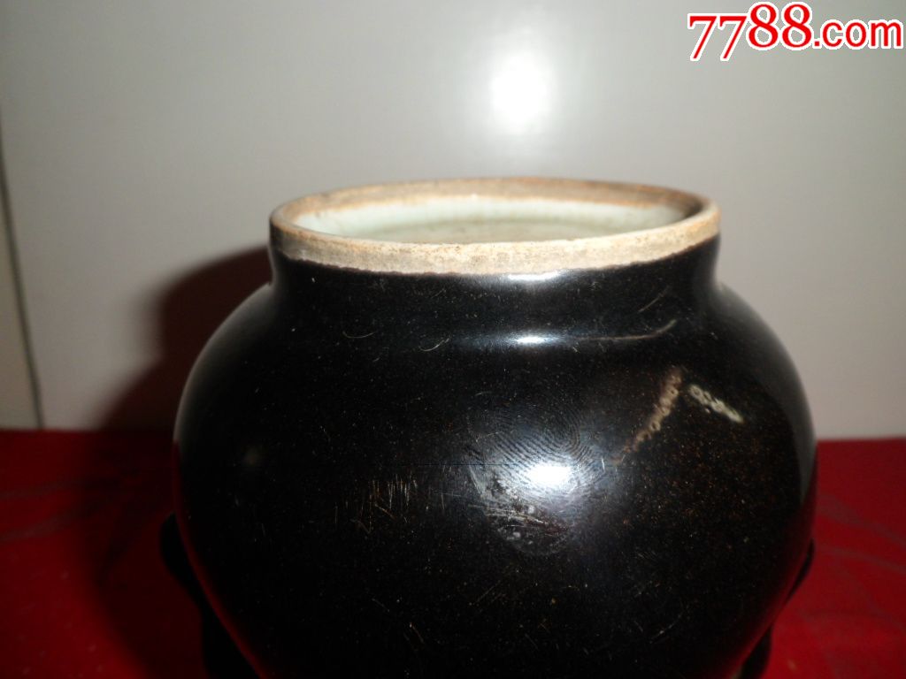 现代黑釉象耳尊